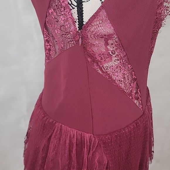 FREE PEOPLE DOVE LACE PANEL CROCHET  DRESS RICH BERRY - Picture 8 of 17